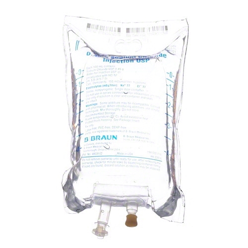 Sodium Chloride 0.45% IV Solution Flexible Bag 500 mL Replacement Preparation (1/EA 24/CS) by B Braun Medical, Inc.  ID L8021
